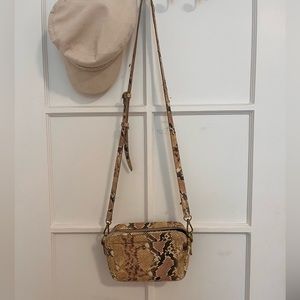 Madewell Blush Snakeskin Crossover Purse